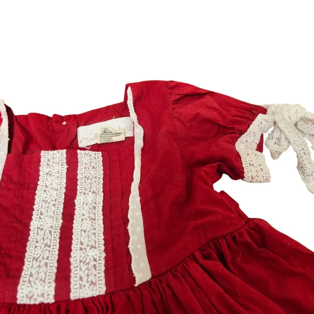 Well Dressed Wolf Girls Red Lawn Party Holiday Tunic‎ Bloomer Set Cotton Xmas 3T